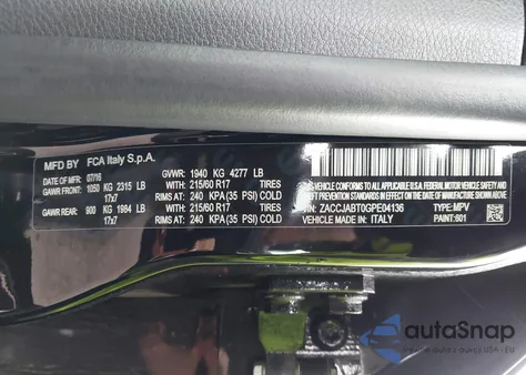 2016 Jeep Renegade Latitude z USA, uszkodzony, nr VIN ZACCJABT0GPE04136